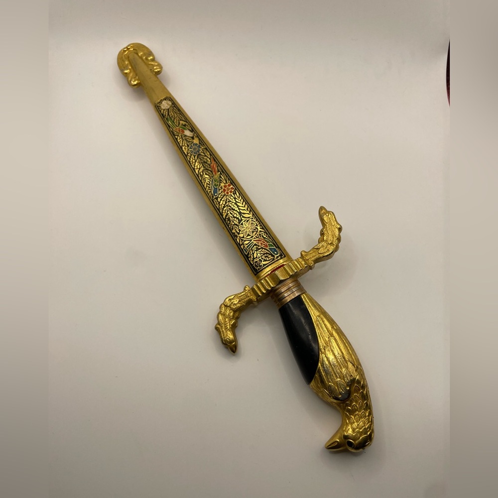 Gilt Dagger and Sheath w/ an Eagle Handle. Blade Marked "Toledo Spain"